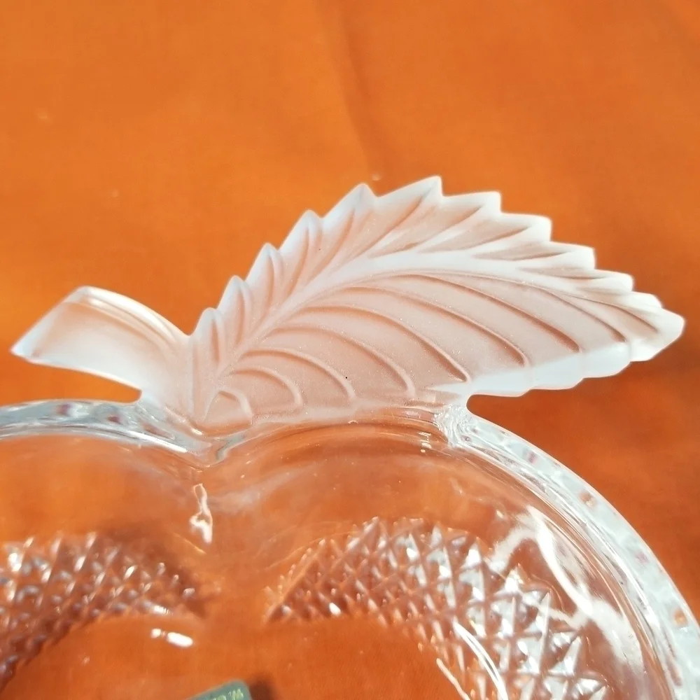 Vintage Mikasa Glass Crystal Textured Frosted Apple  Candy Dish Bowl, Germany